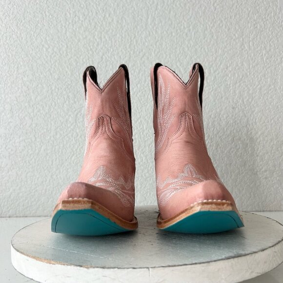 Lane LEXINGTON Womens Cowboy Bootie 8 Pink Western Cowgirl Short Ankle Boots - Picture 5 of 11